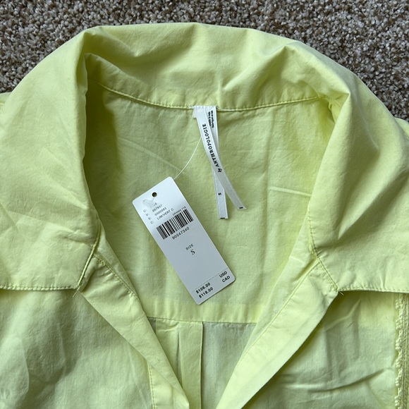 Anthropologie Acid Yellow Puff Sleeve Blouse - Picture 4 of 6